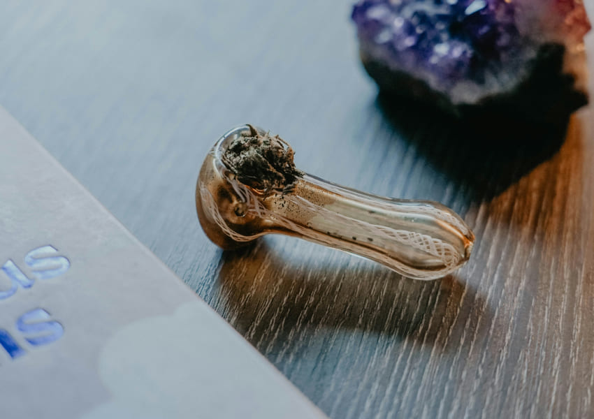 Used glass cannabis pipe