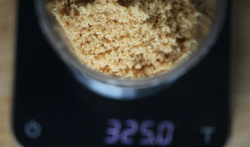 Close-up of ice water hash in a bowl.