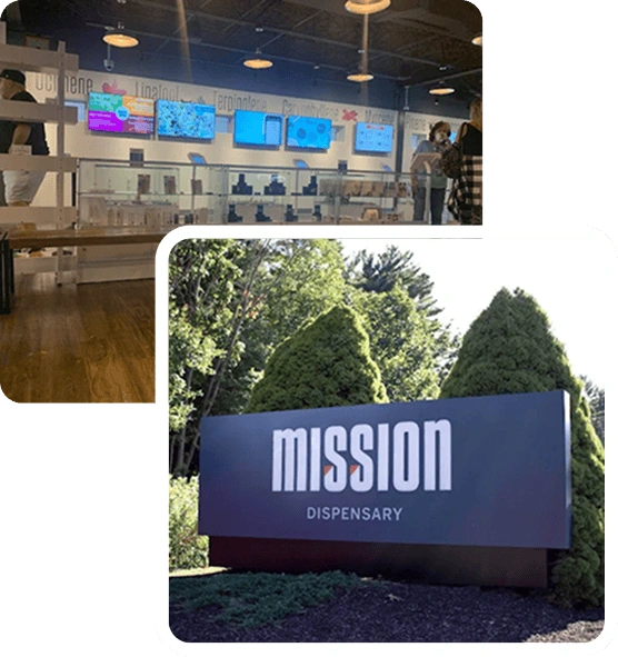 Mission Georgetown Dispensary interior and outdoor sign